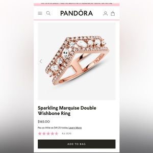 Pandora Sparkling Marquise Double Wish Ring - Rose Gold